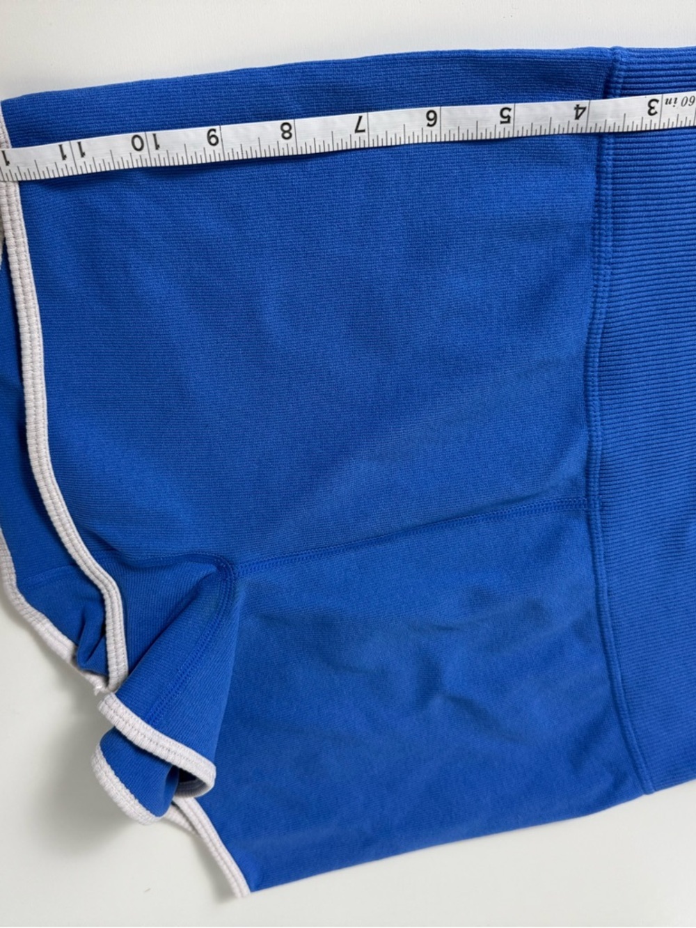 Blue Ribbed Crop Tank Shorts Set Y2K Sporty Athleisure S - Picture 8 of 12